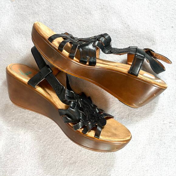 Yuu Womens Dora Gladiator Wedge Sandals Black Size 8.5M - Picture 7 of 14